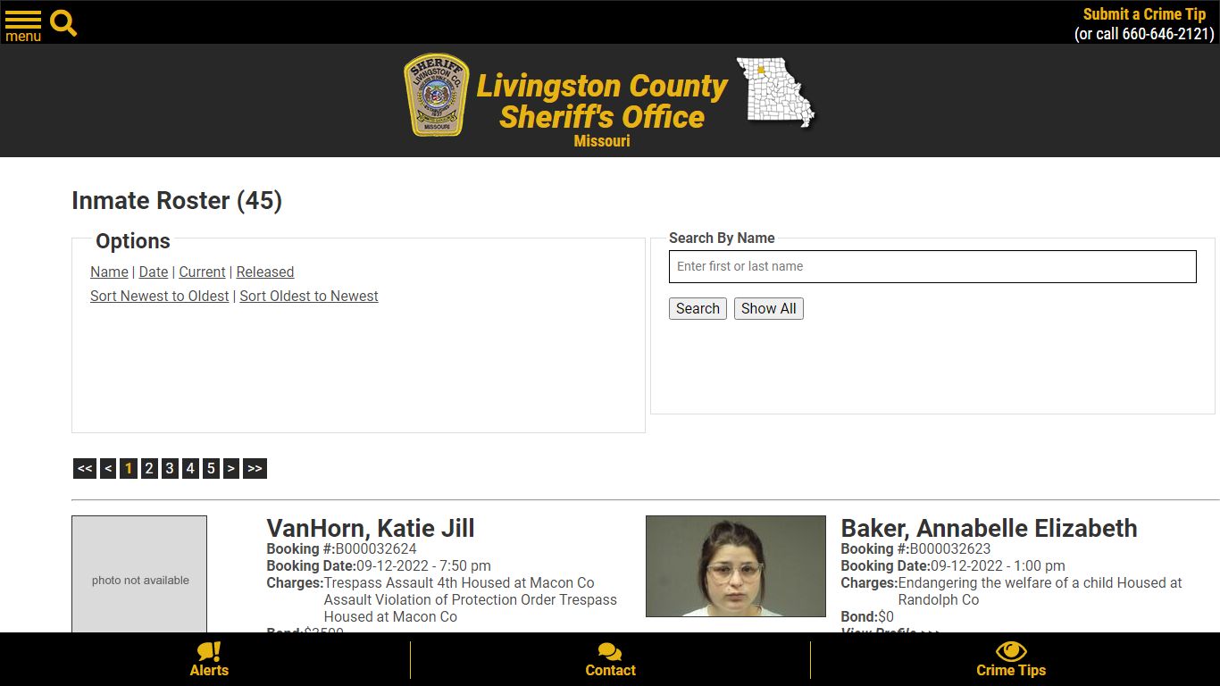 Inmate Roster - Current Inmates Booking Date Descending - Livingston ...